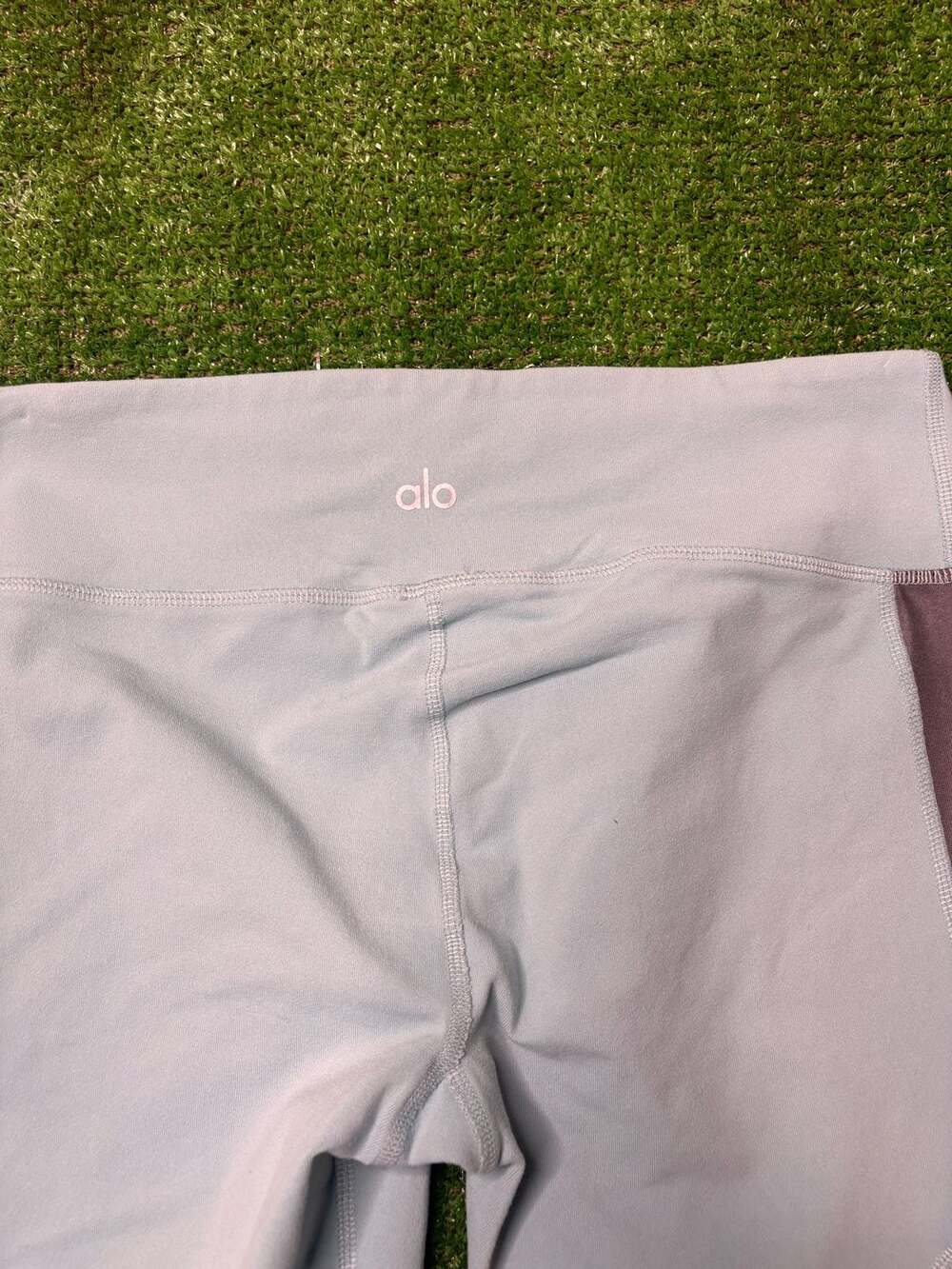 Alo Yoga Blue Vitality Lace Gray Panel Yoga Leggings - Picture 9 of 9